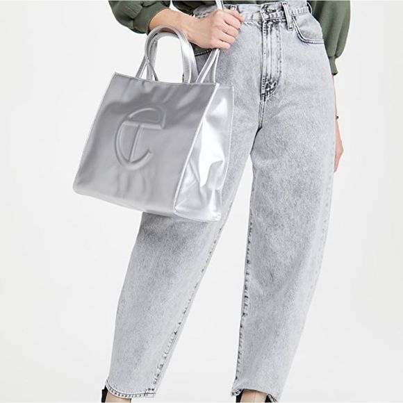 *NWT* TELFAR Large Vegan Metallic Silver "Bushwick Birkin" SOLD OUT RETAIL - Picture 11 of 12